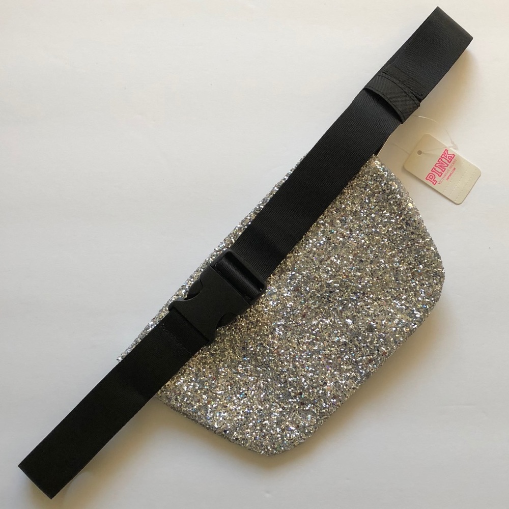 $13💋VS LOVE PINK Silver Glitter Fanny Pack - Picture 5 of 6